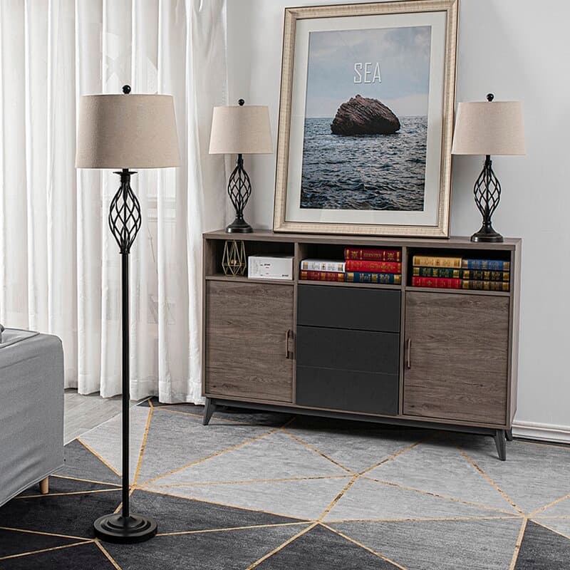 Maxax 3 Piece Table And Floor Lamp Set