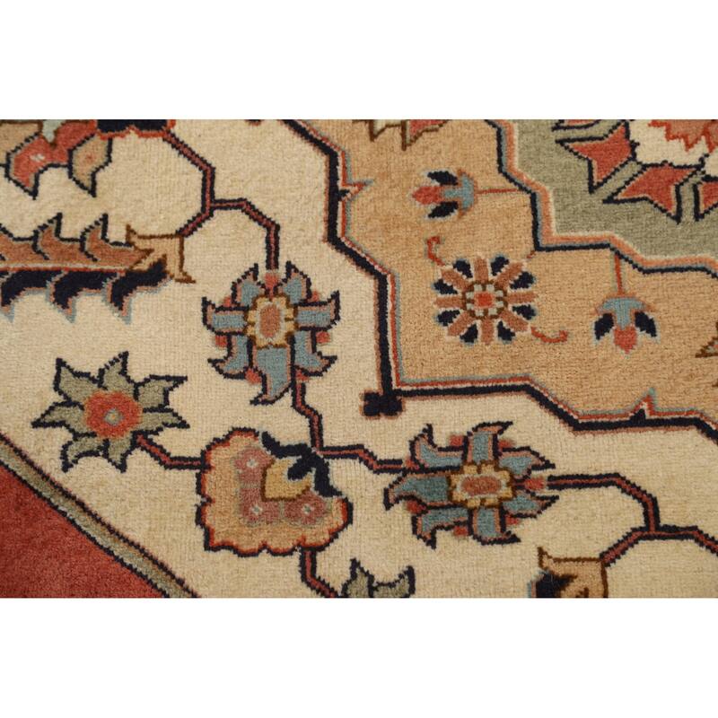 Vegetable Dye Heriz Serapi Persian Area Rug Hand-knotted Wool Carpet - 9'0" x 11'3"