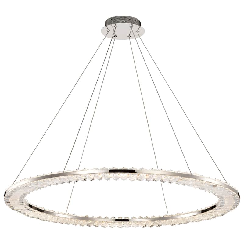 Nova LED 36 Inch Round Pendant Polished Nickel Finish K9 Crystal - Polished Nickel