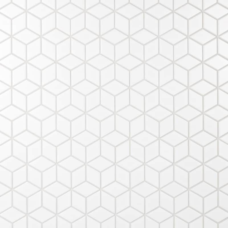 Merola Tile Metro Rhombus Matte White 10-1/2" x 12-1/8" Porcelain Floor and Wall Tile