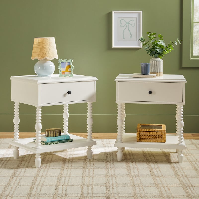 Walker Edison Easy Assembly Solid Wood 1-Drawer Nightstand (Set of 2)