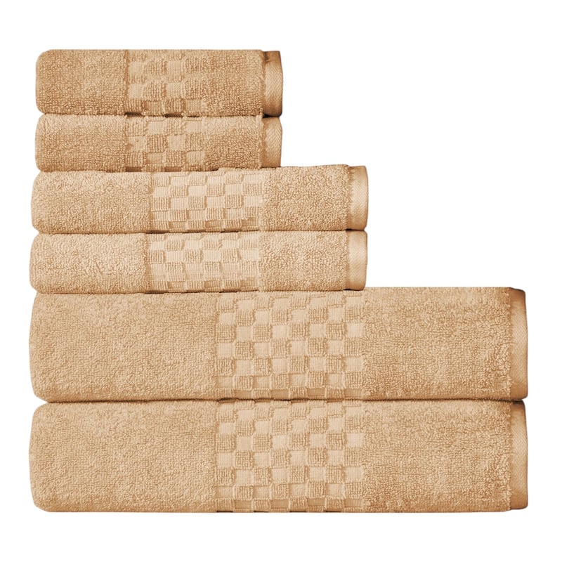Feather and Stitch NY 650 GSM Premium Cotton 6 Piece Towel Set Super Absorbent Quick Dry Spa Quality - Linen