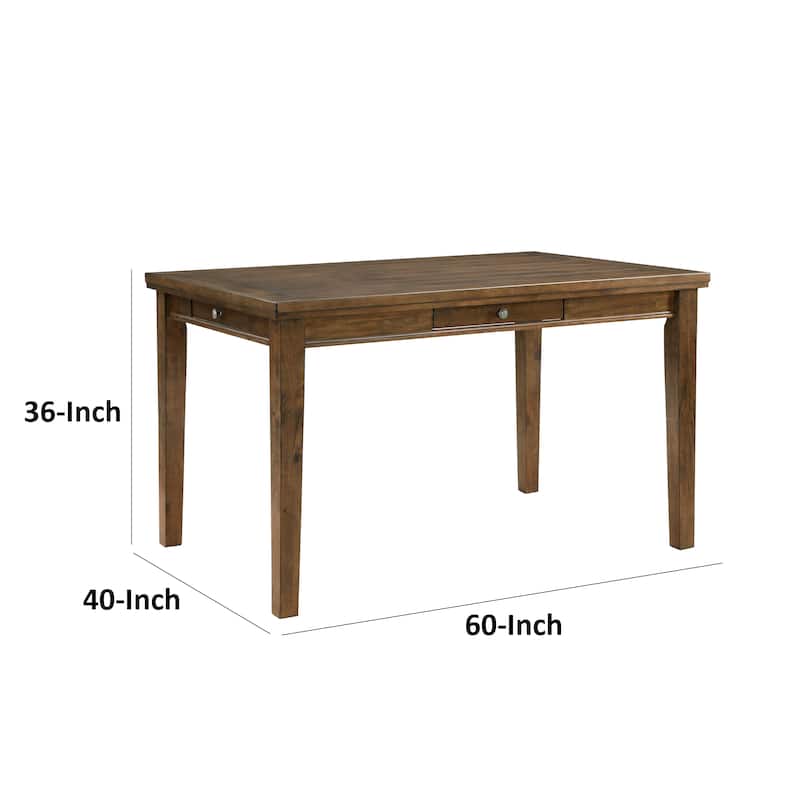Trea 36 Inch Counter Height Table, Rectangular, 4 Drawers, Cherry Brown