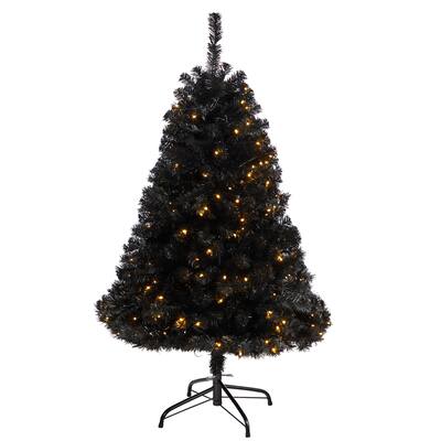 4' Black Artificial Christmas Tree with 170 Clear LED Lights