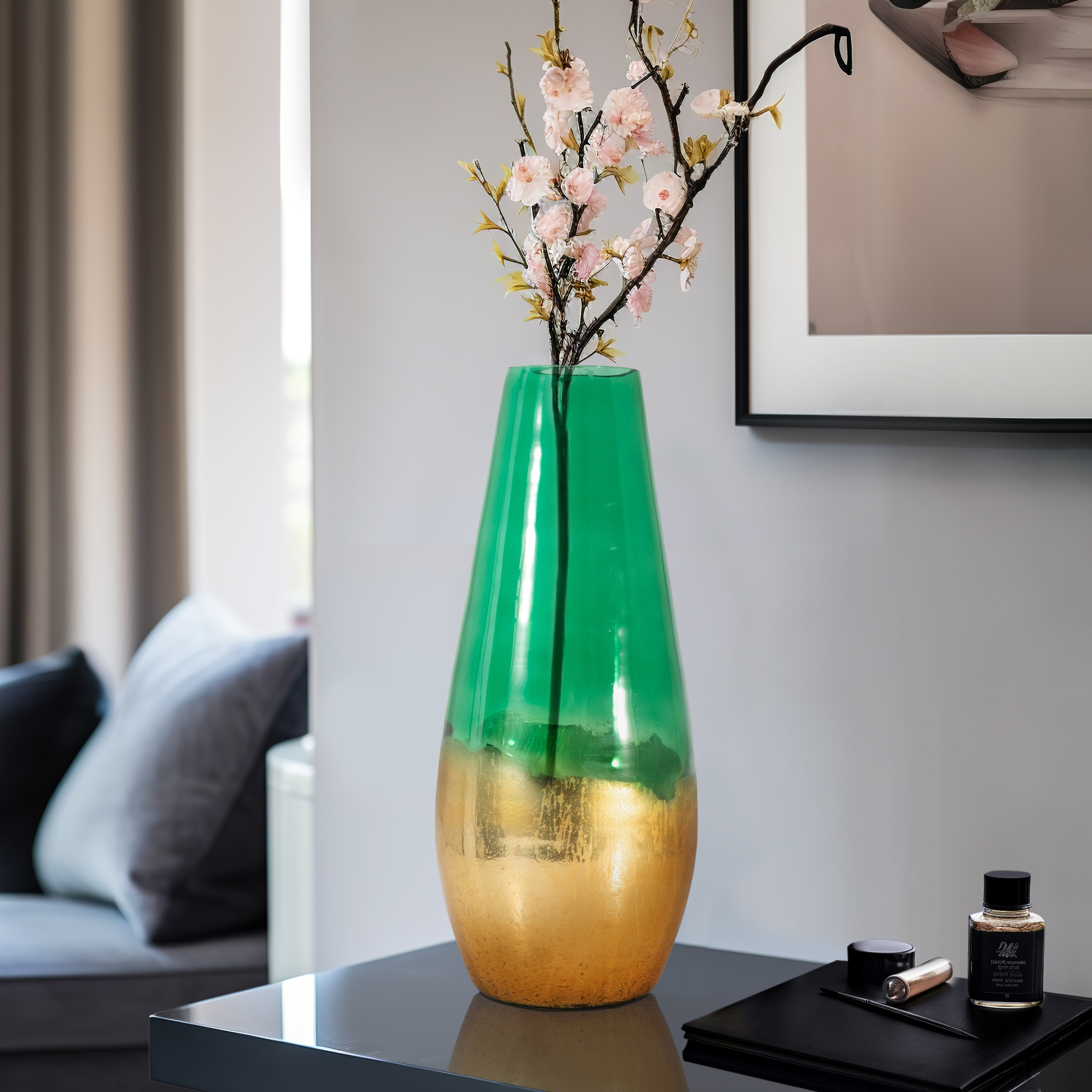 Sagebrook Home Modern Glam Glass Cylinder Dipped Vase