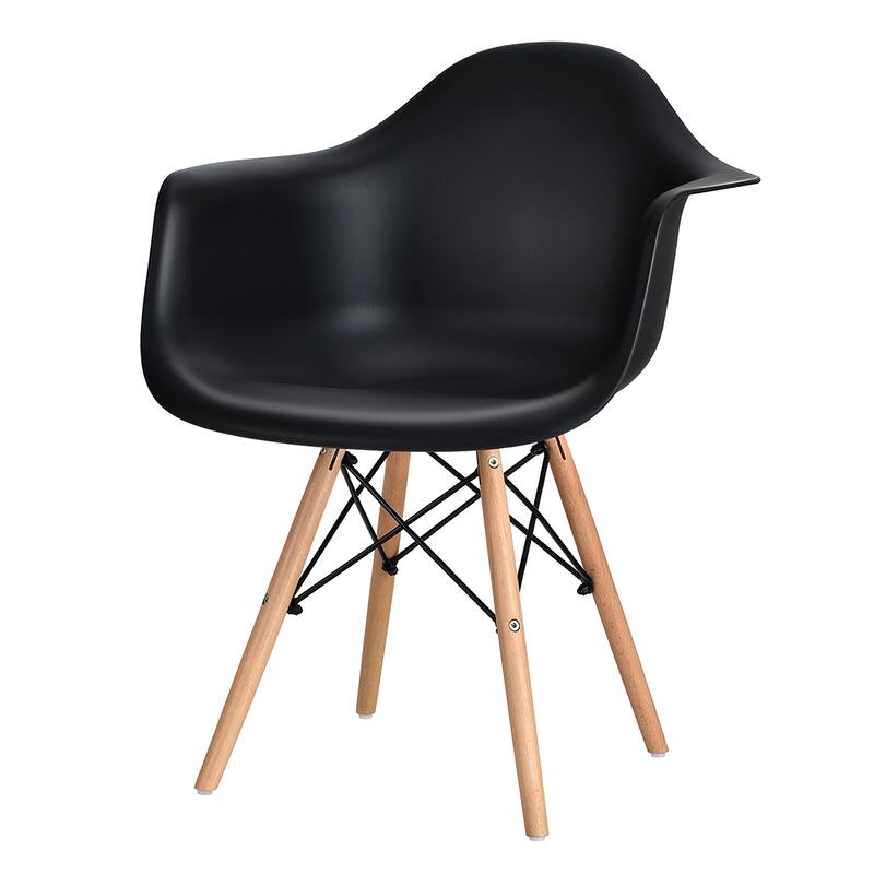 Costway Set of 2 Mid Century Modern Molded Dining Arm Side Chair Wood - See details