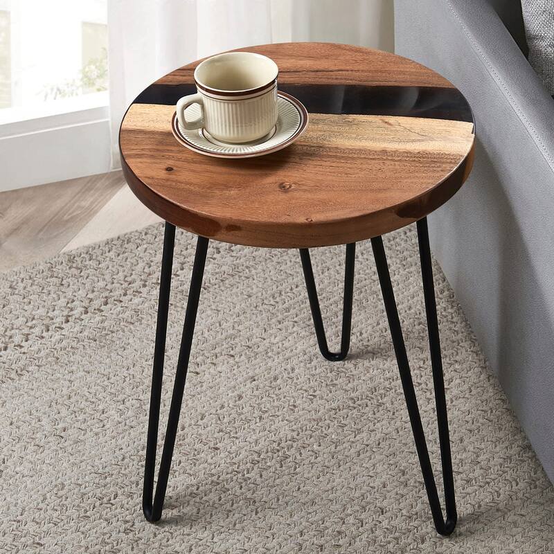 Home Soft Things Epoxy Resin Table Resin Coffee Table, River Table - 16"X16"X1.4"