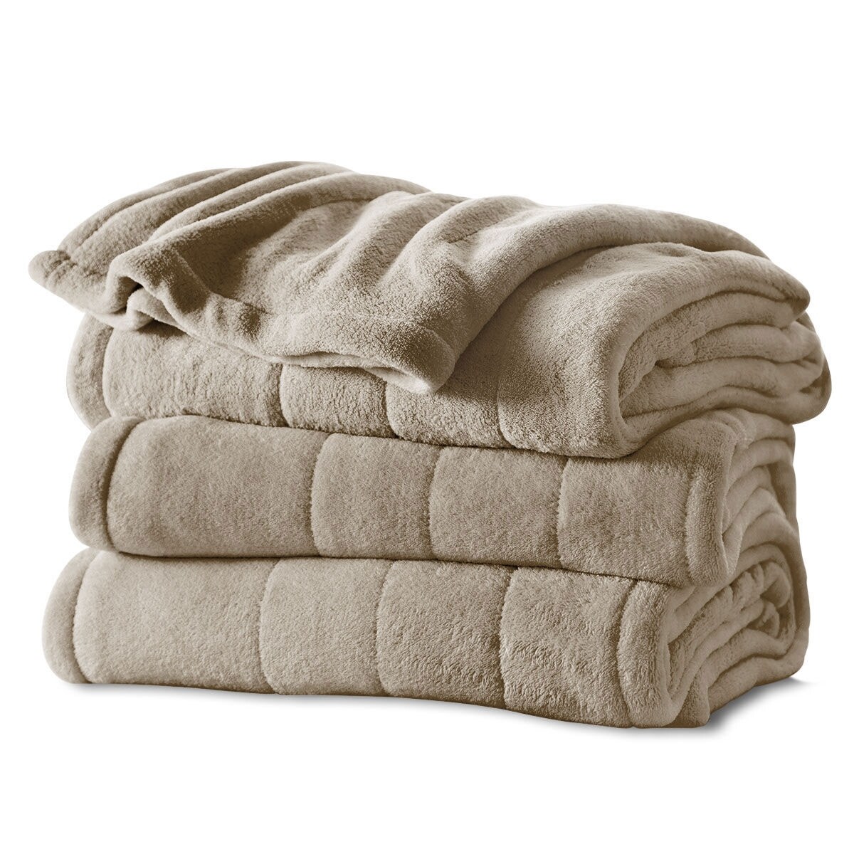 Sunbeam Channeled Microplush Heated Electric Blanket Full Mushroom Was  37356686