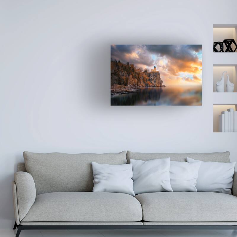 Like He 'A Cloudy Day At Split Rock Lighthouse' Canvas Art
