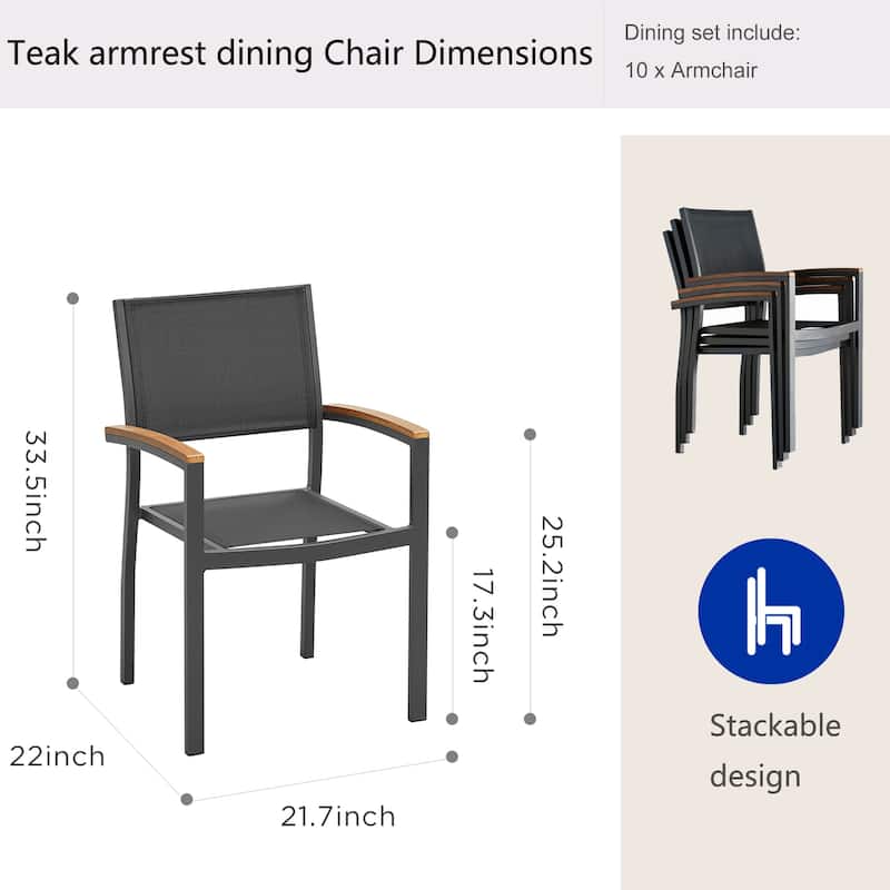 HIGOLD - Heck Extendable Teak Aluminum Outdoor Patio Dining Set