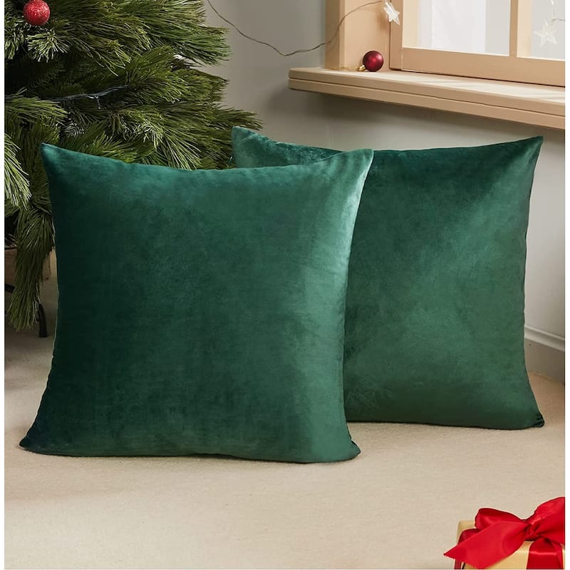 Deconovo Velvet Soft Throw Pillow Covers 2 PCS (Cover Only) - 26*26 - Army Green