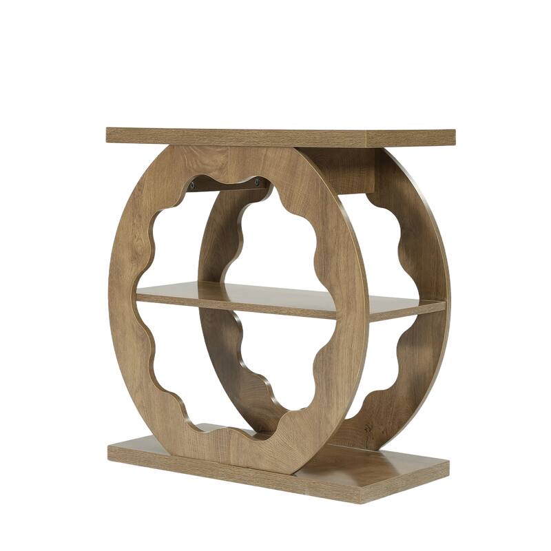 3 Tier End Side Table for Living Room, Bedroom, Elegant Curved Structure - Natural Wood