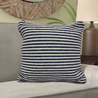 Sevita Blue and White Striped Throw Pillow