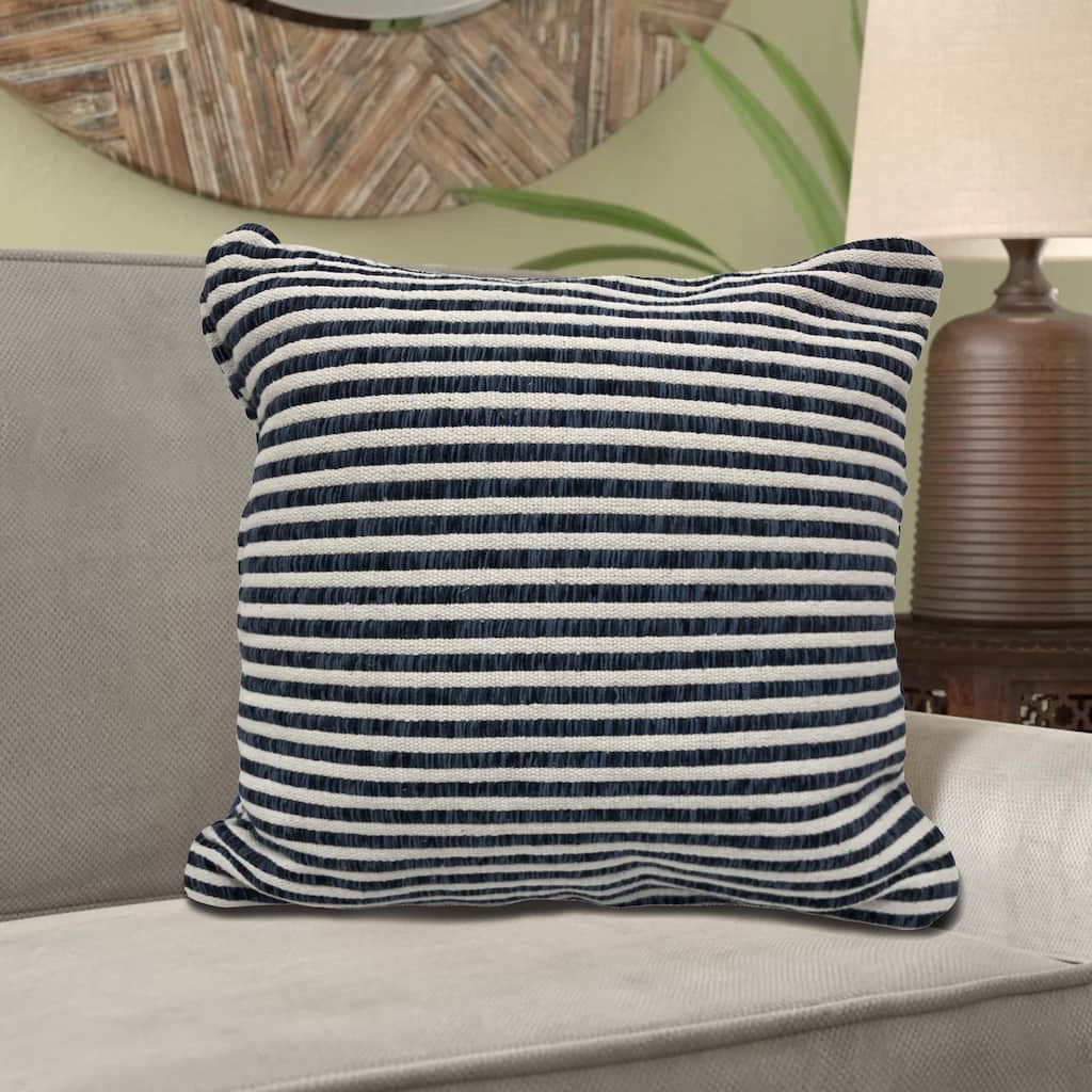 Sevita Blue and White Striped Throw Pillow