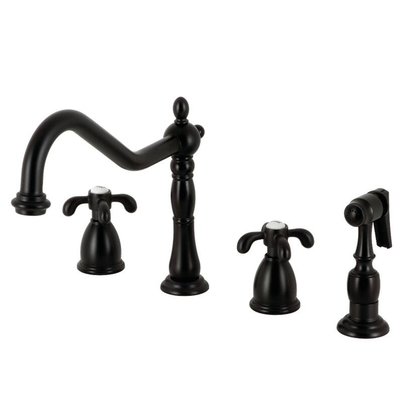 Kingston Brass French Country Widespread Kitchen Faucet with Brass Sprayer