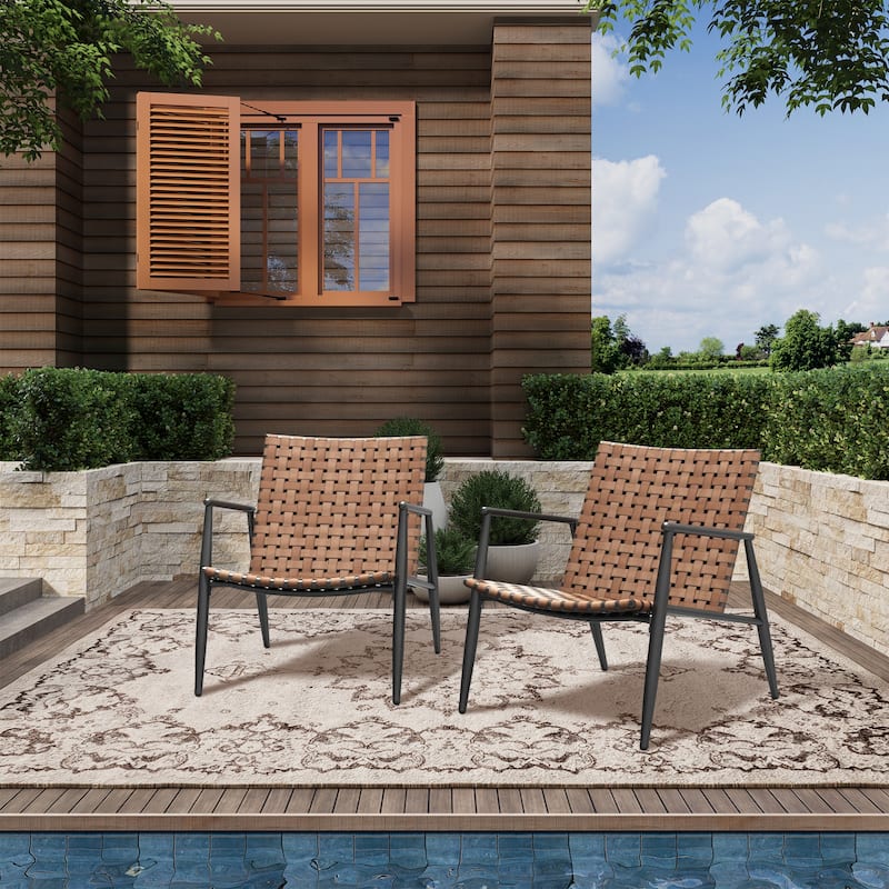 2 Pieces Outdoor Wicker Chair