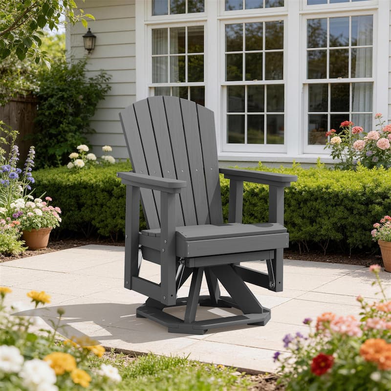 Set of 2 HDPE Adirondack Swivel Gliders, Outdoor Patio Chair Set