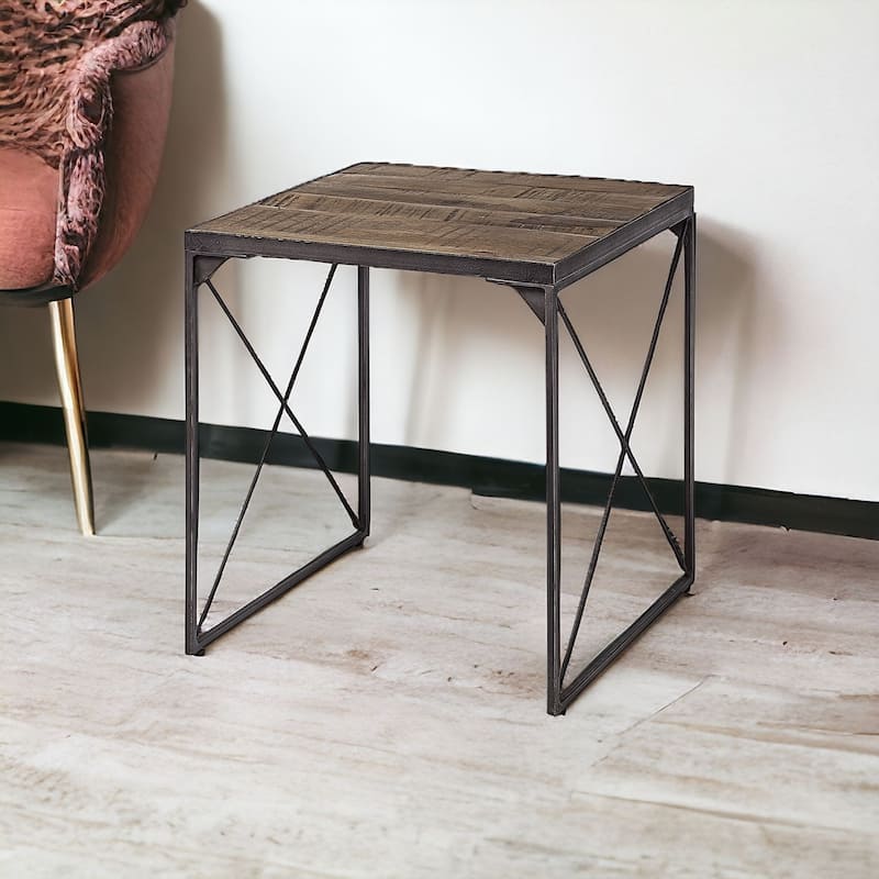 HomeRoots 23" Brown Solid Wood Square End Table - 24' X '22.5' X '24 - Black - Wood