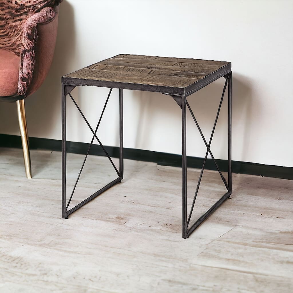 HomeRoots 23" Brown Solid Wood Square End Table - 24' X '22.5' X '24
