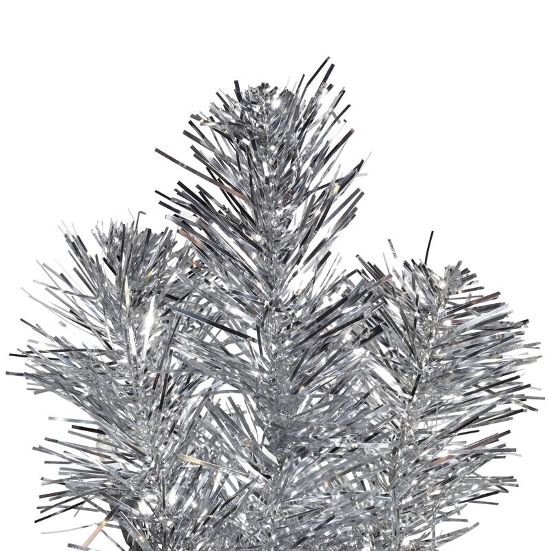 Artificial Tinsel Christmas Tree - 9' - Silver - Unlit - 9 Foot