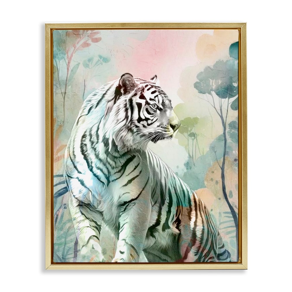 Stupell Soft Gazing Tiger Framed Floater Canvas Wall Art Design By Kim Allen