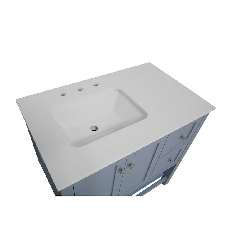 KitchenBathCollection Lakeshore 36" Bathroom Vanity with Engineered White Top