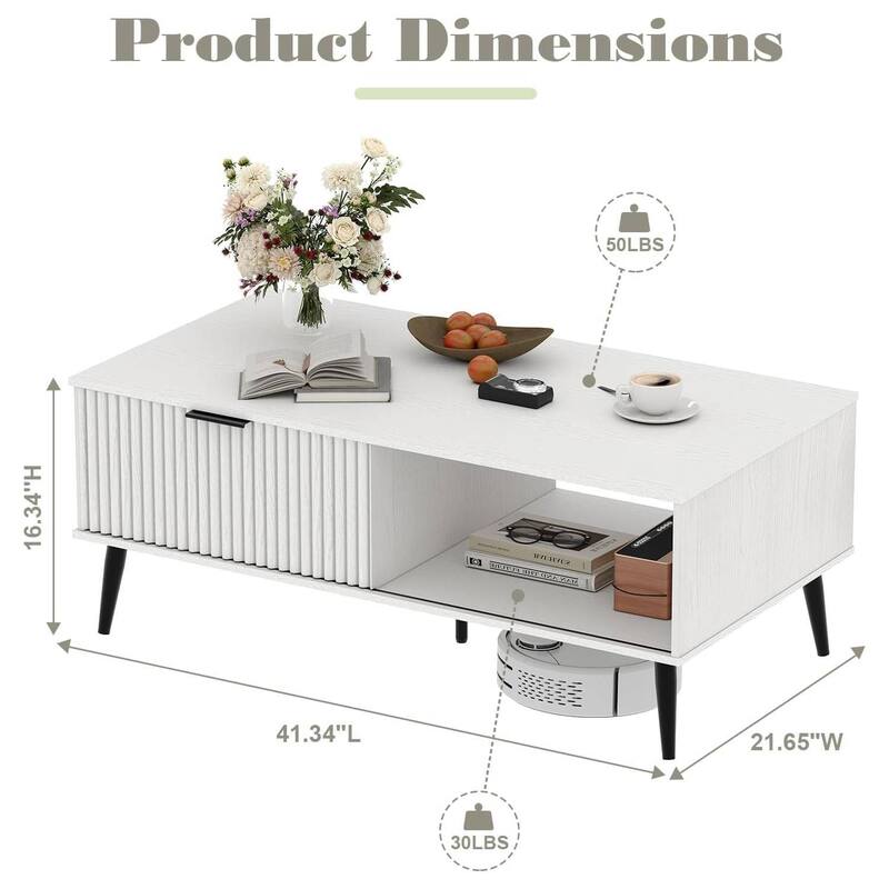 2-Tier Farmhouse Coffee Table with Storage for Living Room, Office - N/A