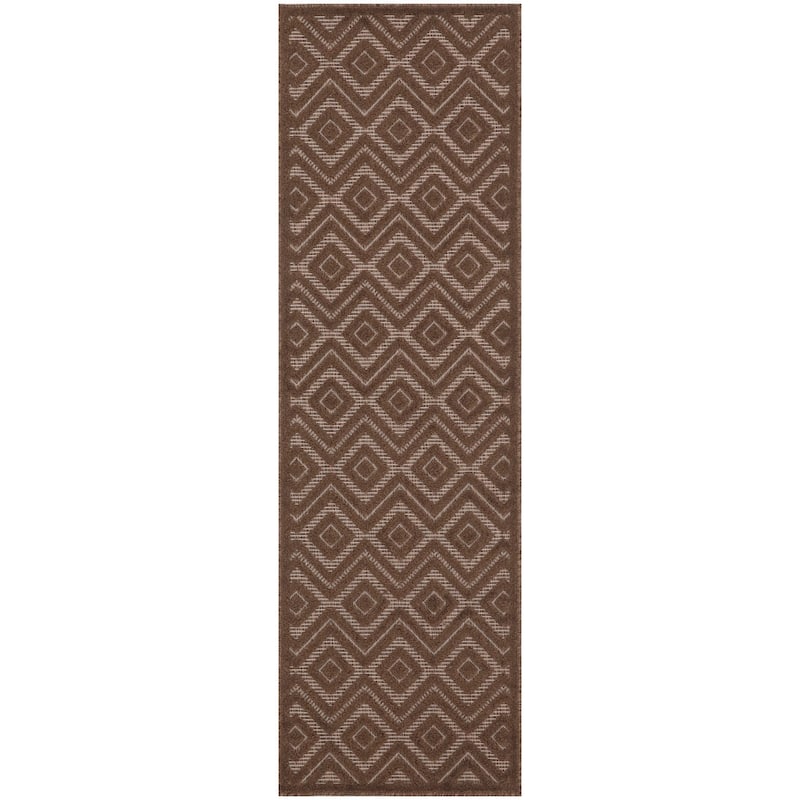 Nourison Versatile Indoor/Outdoor Geometric Flatweave Area Rug - 2'2" x 7'6 - Brown