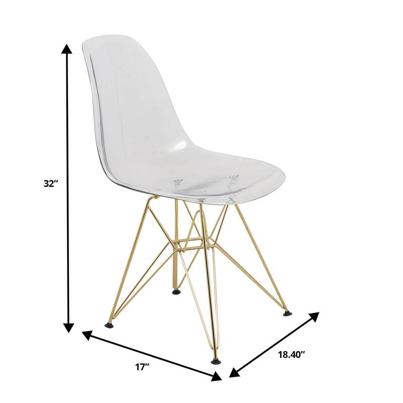 Crescro Set of 4 Acrylic Dining Banquet Side Chair in Gold Stainless Steel Frame for Indoor Outdoor Home Office & Kitchen