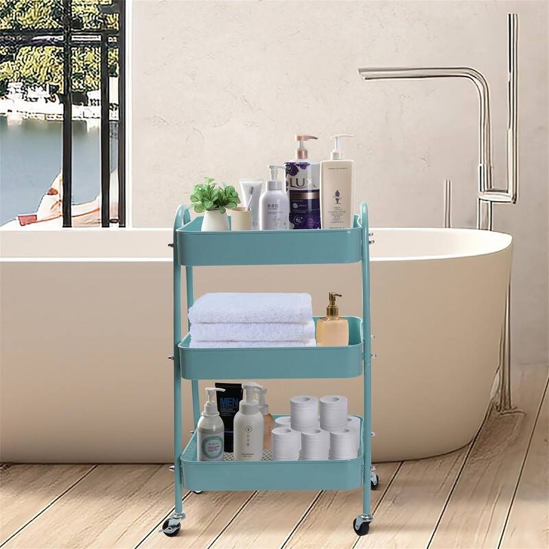 3-Tier Metal Rolling Utility Cart - 11.7"D x 16.5"W x 28.5"H