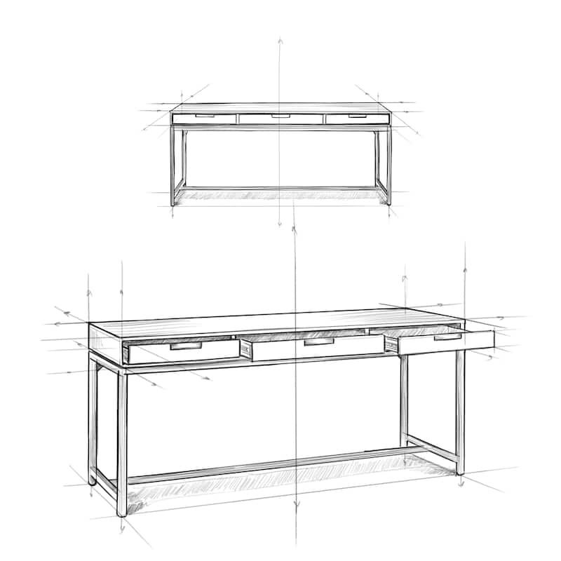 WYNDENHALL Devlin SOLID WOOD Industrial 72 inch Wide Wide Desk