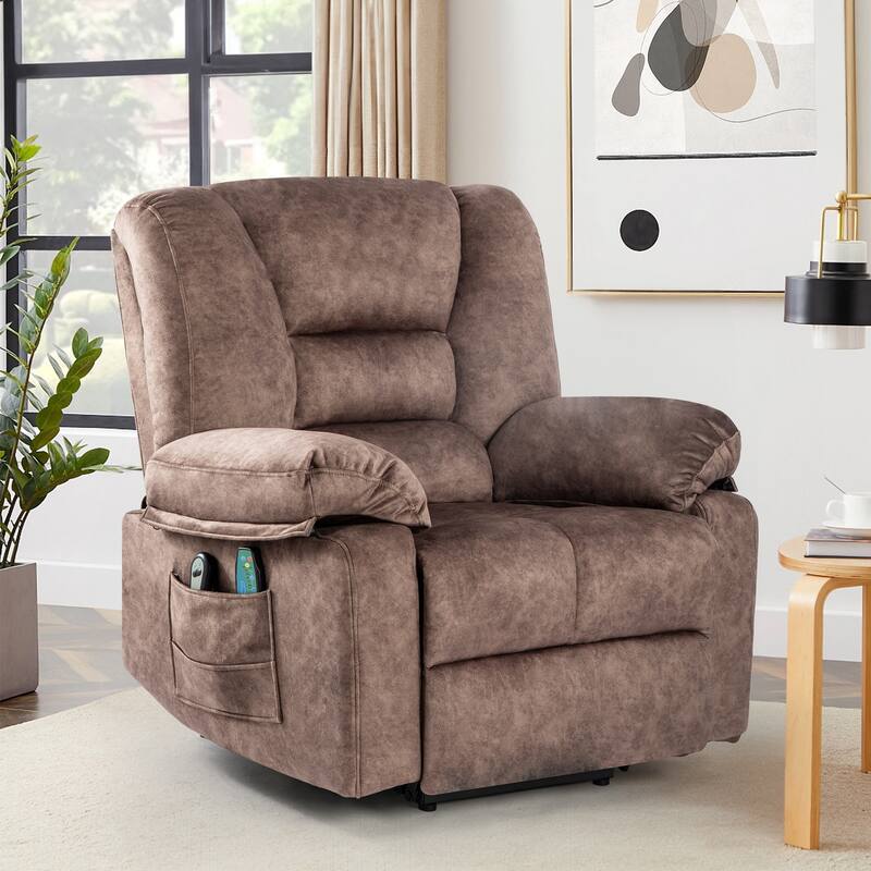 Power Lift Velvet Larger & Wider Recliner Chair Sofa w/Massage & Heat