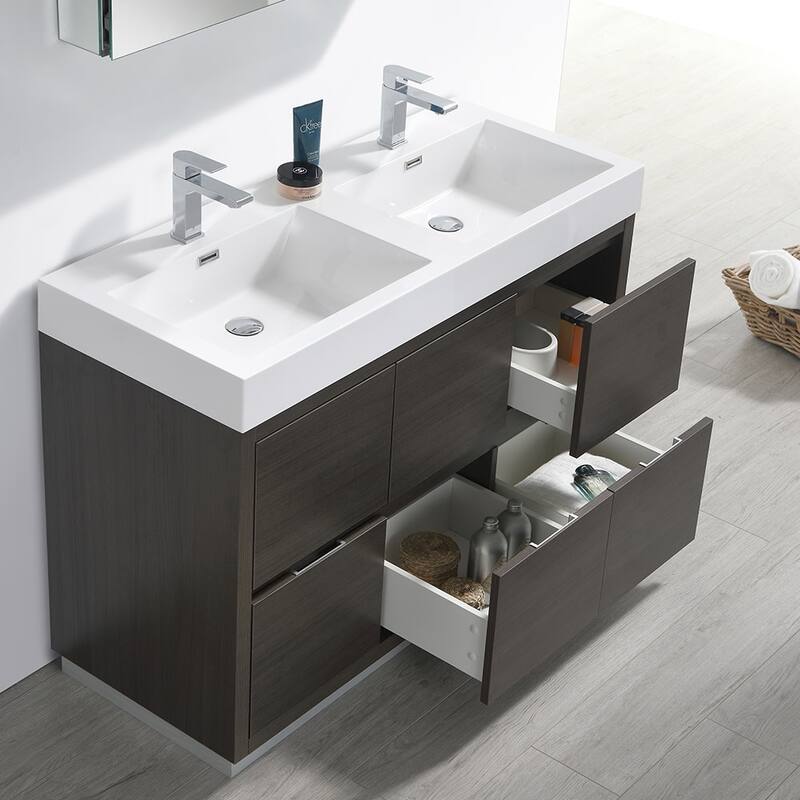 Fresca Senza 48" Double Vanity Set with Wood Cabinet and Acrylic