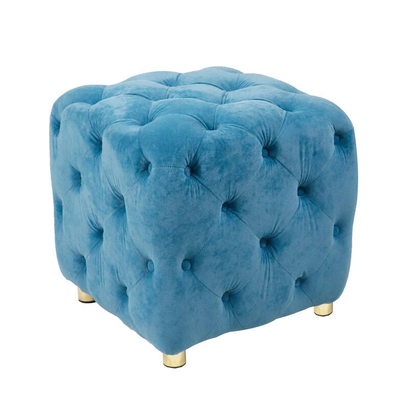 Modern Velvet Upholstered Square Tufted Ottoman by GDFStudio