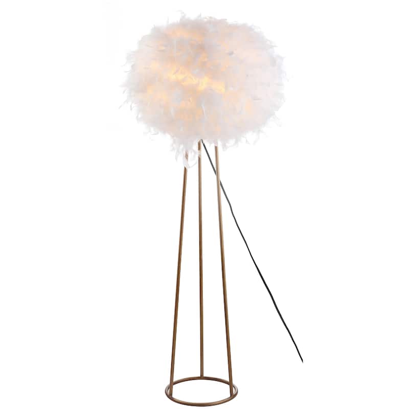 Bevin 52" Feather Metal LED Floor Lamp, White/Gold by JONATHAN Y - White