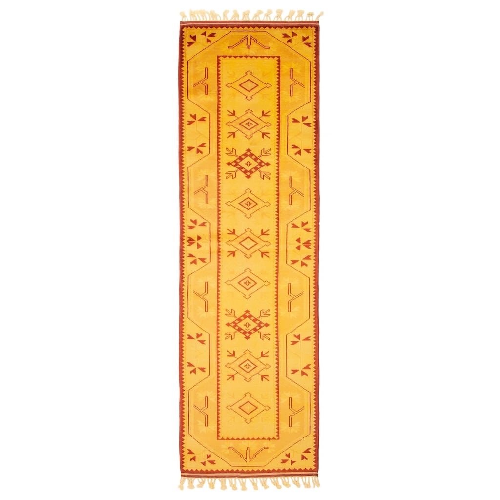 ECARPETGALLERY Hand-knotted Color Transition Gold Wool Rug - 2'8 x 8'4