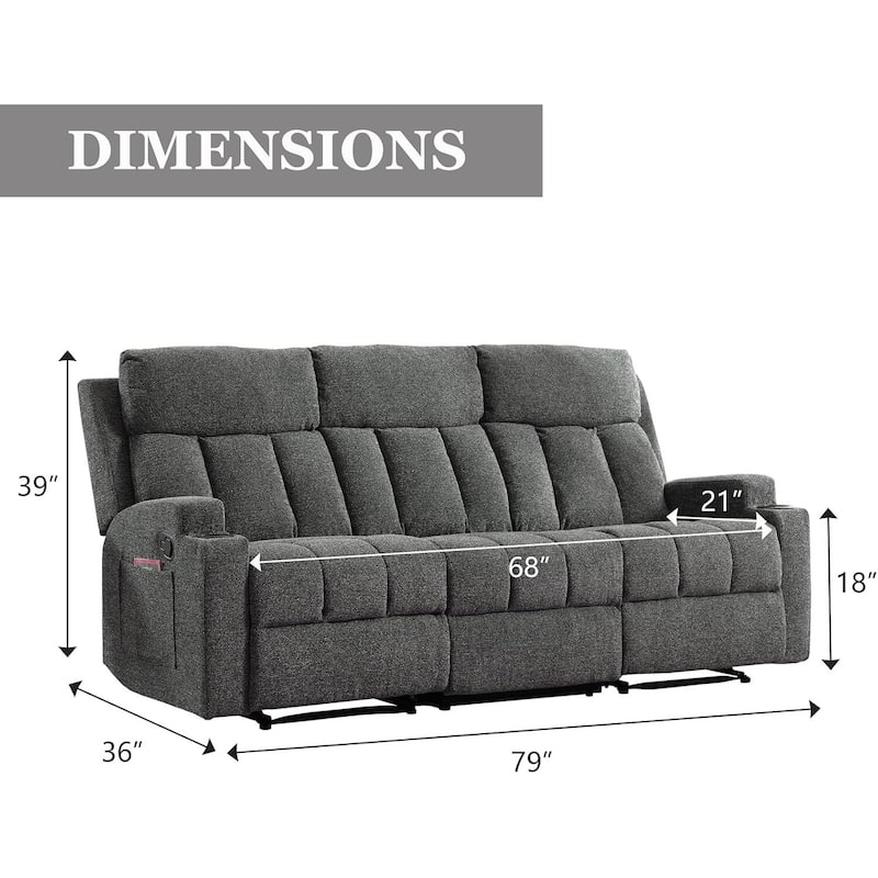 Recliner Sofa for Living Room, Extra Wide Modern Overstuffed 1/2/3 Seat Reclining Manual Sofa Chair