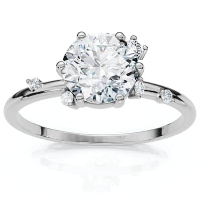 1Ct Diamond Flame Engagement Ring Gold Lab Grown EF/VS
