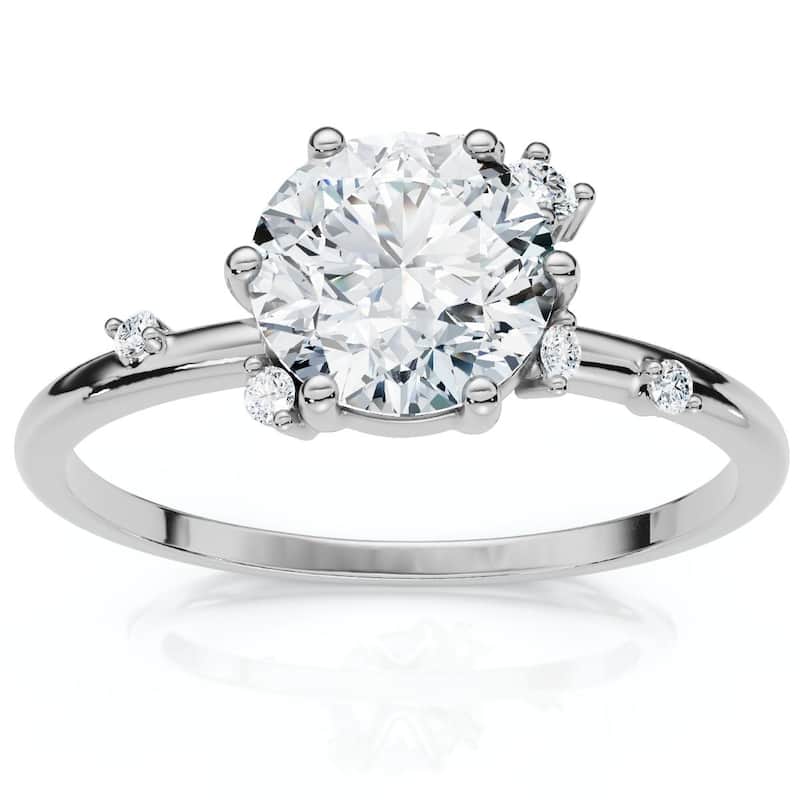 Bliss Diamond 1Ct Diamond Flame Engagement Ring Gold Lab Grown EF/VS - 5 - White