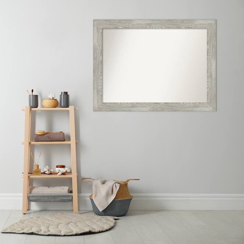 Non-Beveled Bathroom Wall Mirror - Dove Greywash Frame