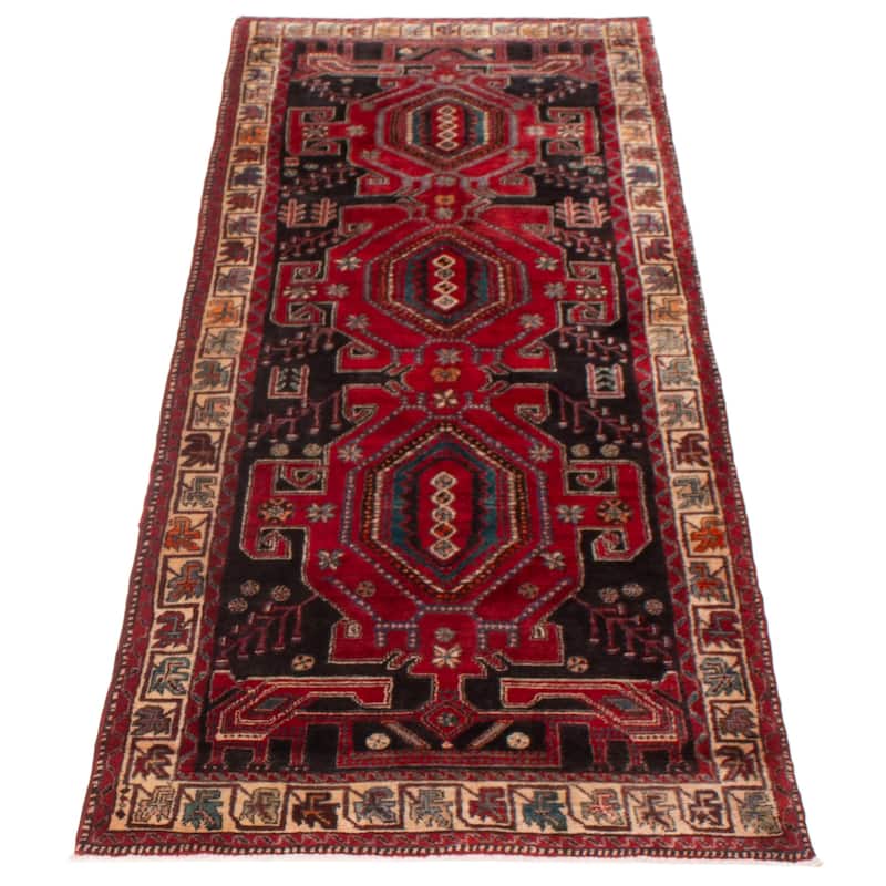 ECARPETGALLERY Hand-knotted Konya Anatolian Black, Red Wool Rug - 3'5 x 9'6