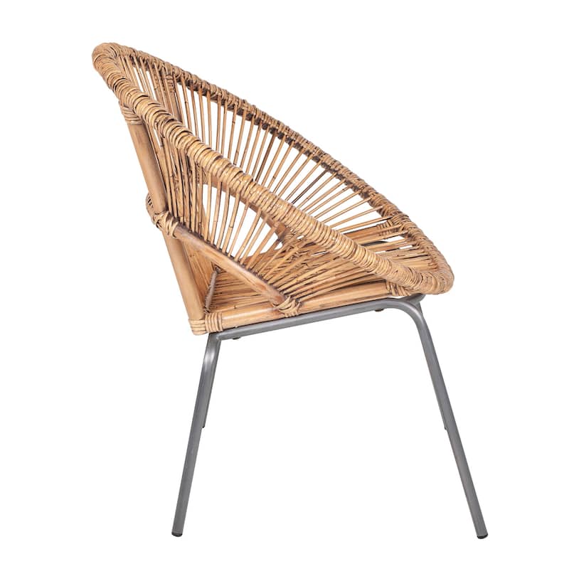Natural Rattan Handwoven Papasan Accent Chair by East at Main