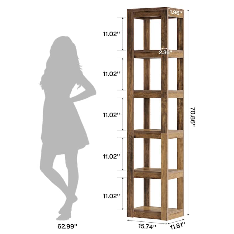 6-Tier Narrow Bookcase, 70.86" Tall Bookshelf Corner Shelf Storage Racks for Small Spaces