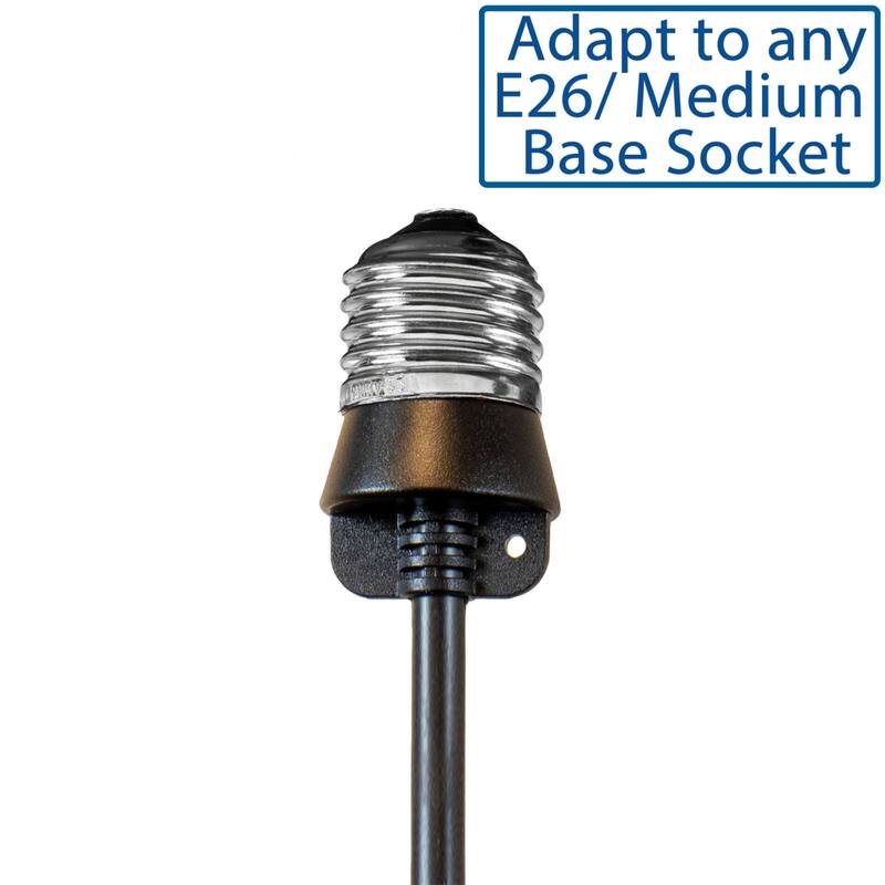 Novelty Lights E26 Medium Base Socket Extender, 6" Drop, Black Wire