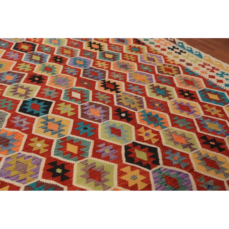 Kilim Reversible Rug Flatweave Oriental Wool Carpet - 8'5"x 11'4"