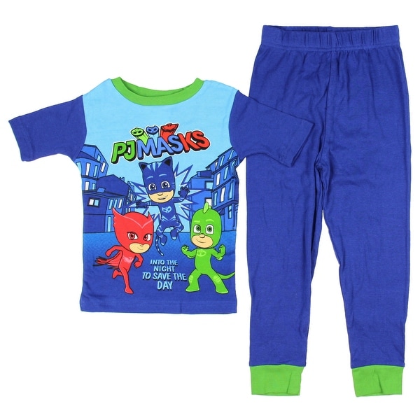 PJ Masks Toddler Boys 3-Piece Blue//Red T-Shirt Shorts /& Pants Pajama Set