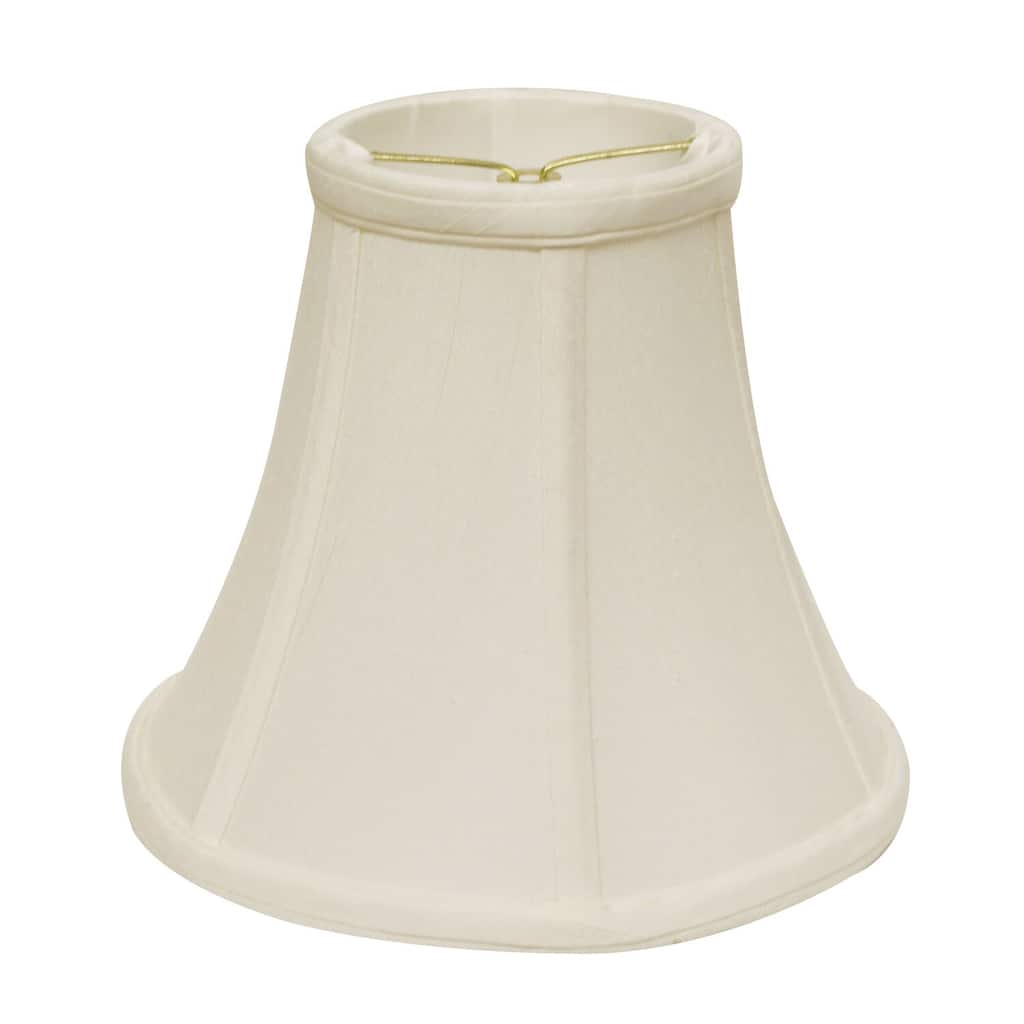 Victorian Lampshade Slant Bell Softback - White Metal Shade with Bulb Clip - 8" Wide x 6.75" High - 6.75