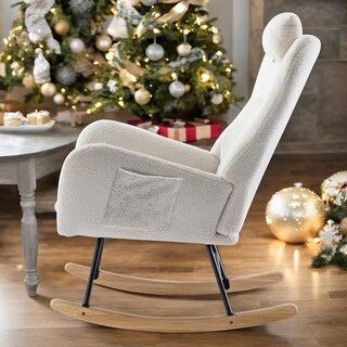 35.5 inch Rocking Chair, Soft Teddy Velvet Fabric Rocking Chair for ...