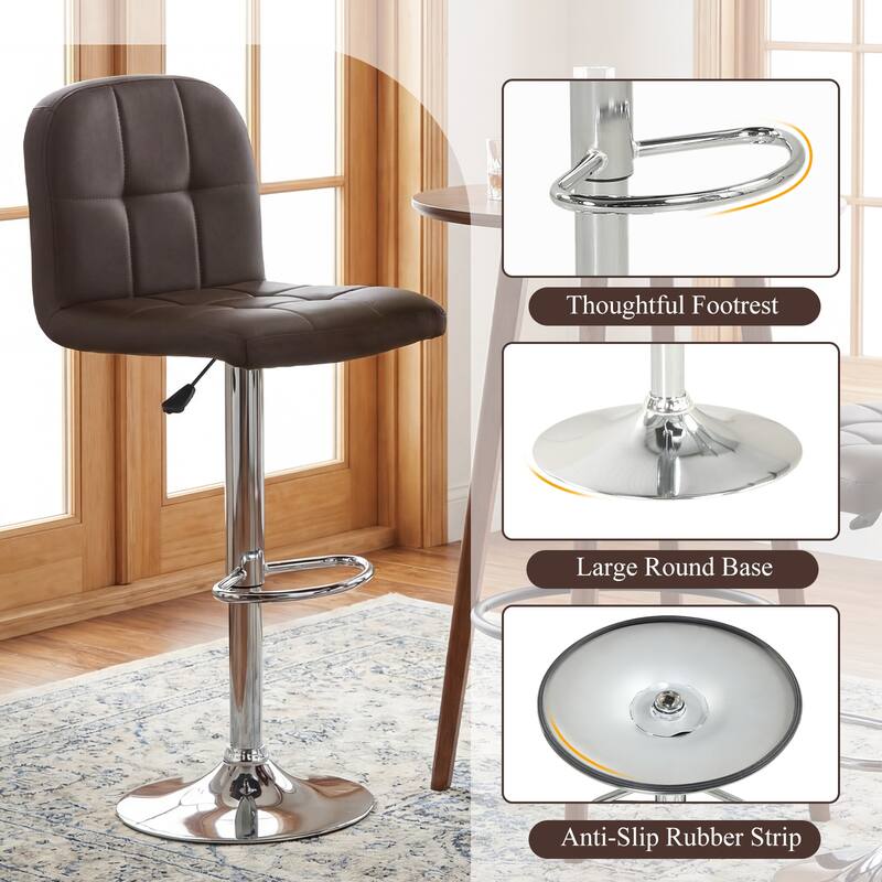Gymax Swivel Bar Stools Set of 2 w/ Backrests Footrests & Metal Base