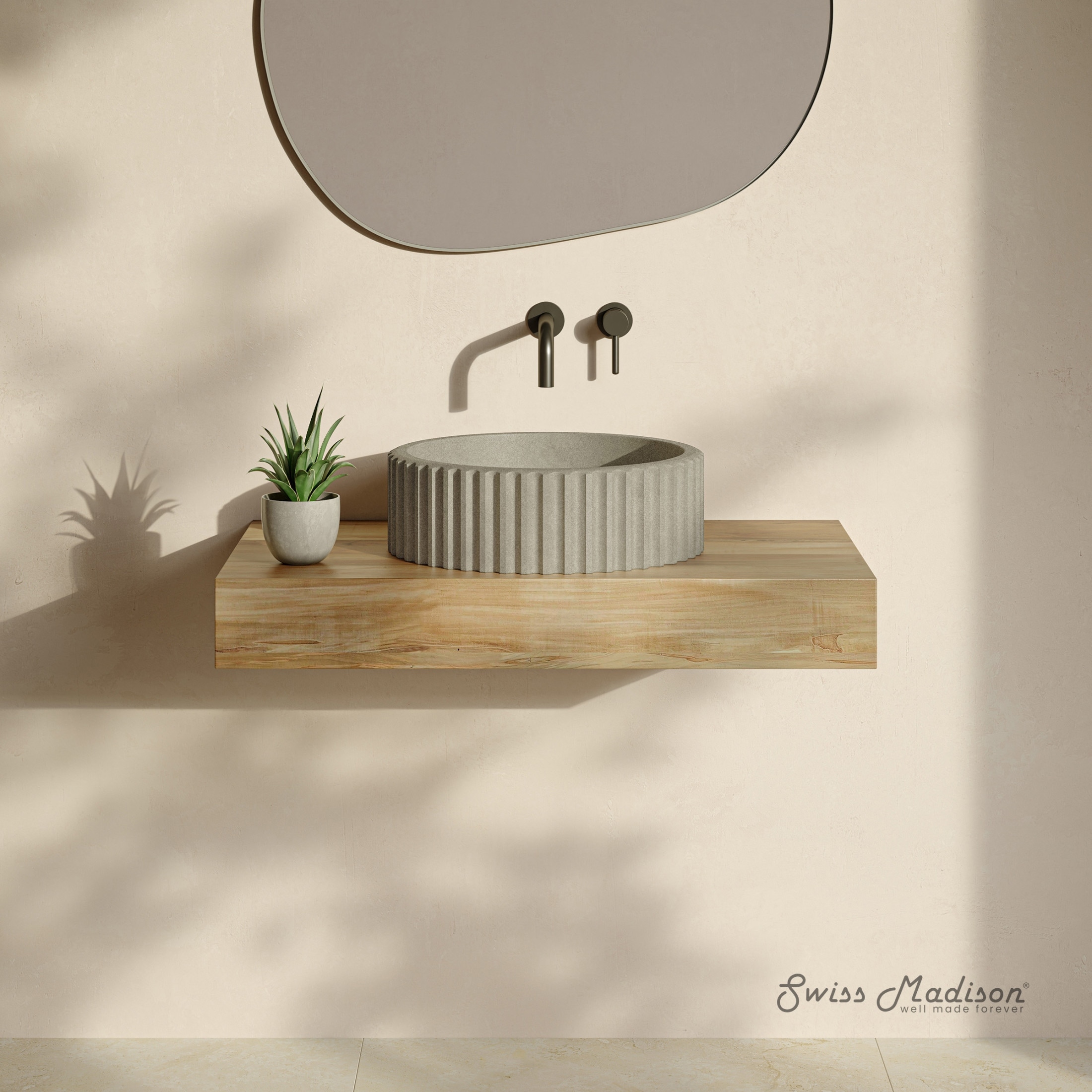 Lafayette 16" Round Concrete Vessel Sink In Taupe - 16